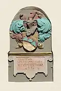 Wappen derer von Höveln an der Verbinderpforte zum Von-Höveln-Gang, Wahmstraße 73–77 in Lübeck-Altstadt