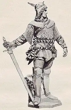 Markgraf Waldemar der Große, Mühlendammbrücke Berlin 1894/95. Prototyp der frühen Monumente in der Siegesallee.