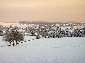 Winterlicher Blick in südliche Richtung über Waldkatzenbach