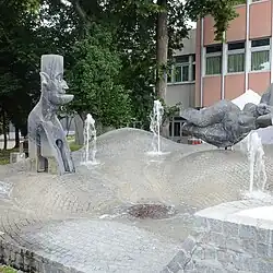 Walter Hürlimann, Junior (1934–2005). Bildhauer, Kunstpädagoge. Orpheus-Brunnen am Sterneplatz in Uster. Für Heinrich Ritter-Hürlimann (1887–1956) Kapellmeister