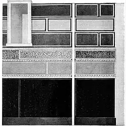 Hellenistischer Wandaufbau im griechischen Delos, Schwarz-weiß-Zeichnung