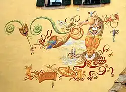 Wandgemälde von Werner Holz am Rand des Klemmhofs