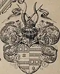 Gemehrtes Wappen der Grafen zu Erbach als mitregierende Herren zu Breuberg in der Herrschaft Breuberg (Feld 2 und 3)