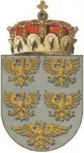 Das Wappen von Niederösterreich mit Erzherzogshut (bis 1918)
