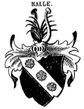Wappen derer von Halle (andere Tingierung und Helmzier)