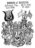 Wappen der schwedischen Freiherren von „Horn zu Rantzin“ (1719) – ausgestorben 1775