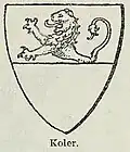 Wappen Koler von Endingen, mittig geteilt mit schreitendem Löwen