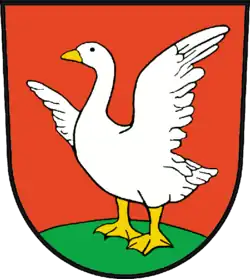 Die Gans im Wappen von Putlitz, Brandenburg (siehe auch Adelsgeschlecht Gans zu Putlitz)