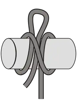 Webeleinenstek auf Slip (Fenderknoten)