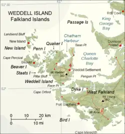 Weddell Island ist von Inseln umgeben.