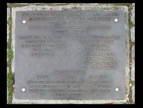 Gedenktafel am Boden vor dem Denkmal