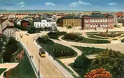 Viadukt und Landesmuseum vor dem Karl-August-Platz um 1910