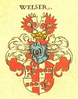 Gemehrtes Wappen der Welser von Rietheim, nach Siebmacher