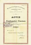 Gründeraktie über 500 Franken der Wengernalp-Bahn-Gesellschaft vom 18. Februar 1892