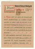Werbekarte Giuseppe Rizzi, Objets d'Art et d'Antiquité, Varese, Lombardie (Italie) 1904