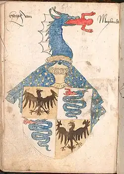 Wappen des „Herzog[s] von Maylandt“ im Wernigeroder Wappenbuch