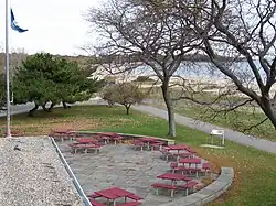 Blick nach Osten vom Dach des Pavillons.