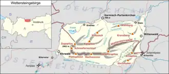 Übersichtskarte des Wettersteingebirges