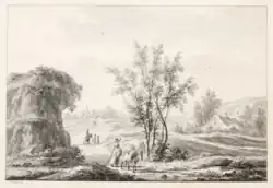 Landschaft mit Reisenden