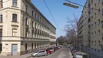 Der Beginn der Straße bei der Quellenstraße, Richtung Norden