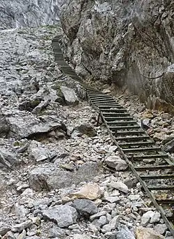 Unterer Abschnitt des Klettersteigs durch das G'hackte