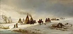Indianer im Schnee, um 1880