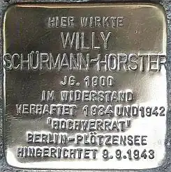 Stolperstein für Willy Schürmann-Horster in der Konzilstrasse 11 (Stadttheater)