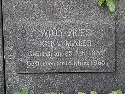 Willy Fries (1881–1965) Maler, Familiengrab. Righini-Steinbrecher, Righini-Macpherson, Fries-Righini, Fries-Blumenstein. Friedhof Enzenbühl, Zürich