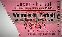 Wehrmachts-Ticket zum Luxor-Palast 1937