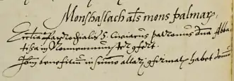 Eintrag zu Berghaselbach auf dem Palmberg, Wormser Synodale von 1496