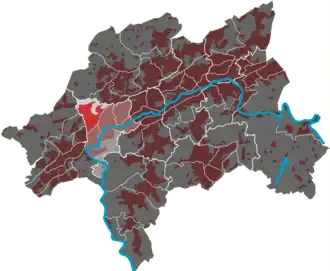 Lage des Quartiers Varresbeck im Stadtbezirk Elberfeld-West