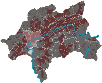 Lage des Quartiers Buchenhofen im Stadtbezirk Elberfeld-West