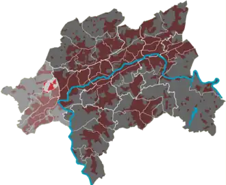 Lage des Quartiers Lüntenbeck im Stadtbezirk Vohwinkel
