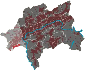 Lage des Quartiers Höhe im Stadtbezirk Vohwinkel