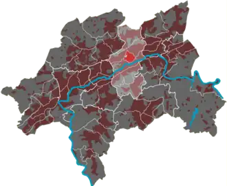 Lage des Quartiers Rott im Stadtbezirk Barmen