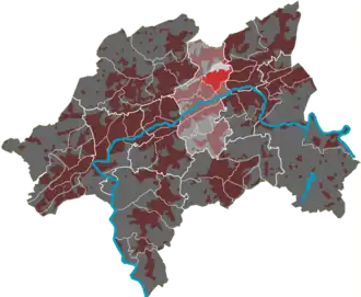 Lage des Quartiers Sedansberg im Stadtbezirk Barmen