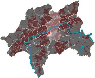Lage des Quartiers Hesselnberg im Stadtbezirk Barmen