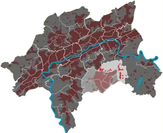Lage des Quartiers Erbschlö-Linde im Stadtbezirk Ronsdorf
