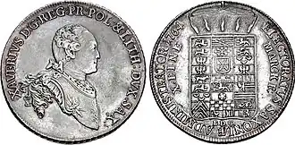 Administrator Franz Xaver, Konventionsspeciestaler 1764 (X EINE MARCK F.)