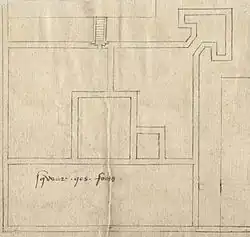 Yarmouth Castle 2009 und sein Grundriss von 1559, der seine gepfeilte Bastion im Italianate-Stil zeigt