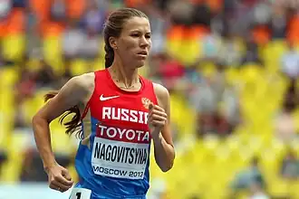 Jelena Nagowizyna bei den Weltmeisterschaften 2013 in Moskau