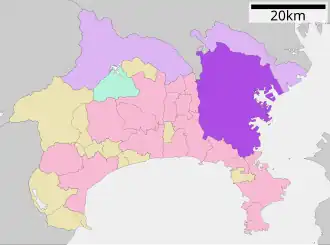 Lage Yokohamas in der Präfektur