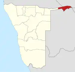 Lage der Region Sambesi in Namibia