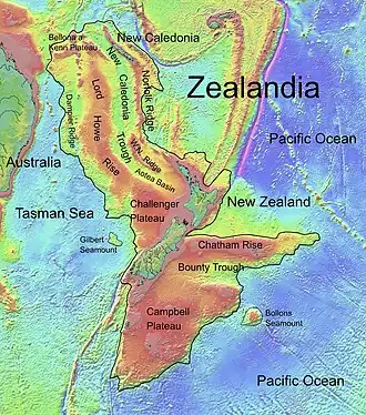 Topographie von Zealandia
