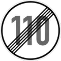Zeichen 278-110 Ende der zulässigen Höchst­geschwindigkeit; bisher Zeichen 278-61