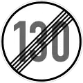 Zeichen 278-130 Ende der zulässigen Höchst­geschwindigkeit; bisher Zeichen 278-63