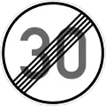 Zeichen 278-30 Ende der zulässigen Höchst­geschwindigkeit; bisher Zeichen 278-53