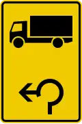 Zeichen 442-14 Vorwegweiser für Lastkraftwagen, im Kreisverkehr links