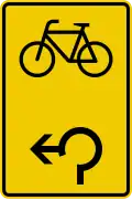 Zeichen 442-17 Vorwegweiser, für Fahrräder, im Kreisverkehr links