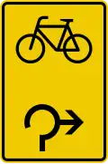 Zeichen 442-27 Vorwegweiser, für Fahrräder, im Kreisverkehr rechts